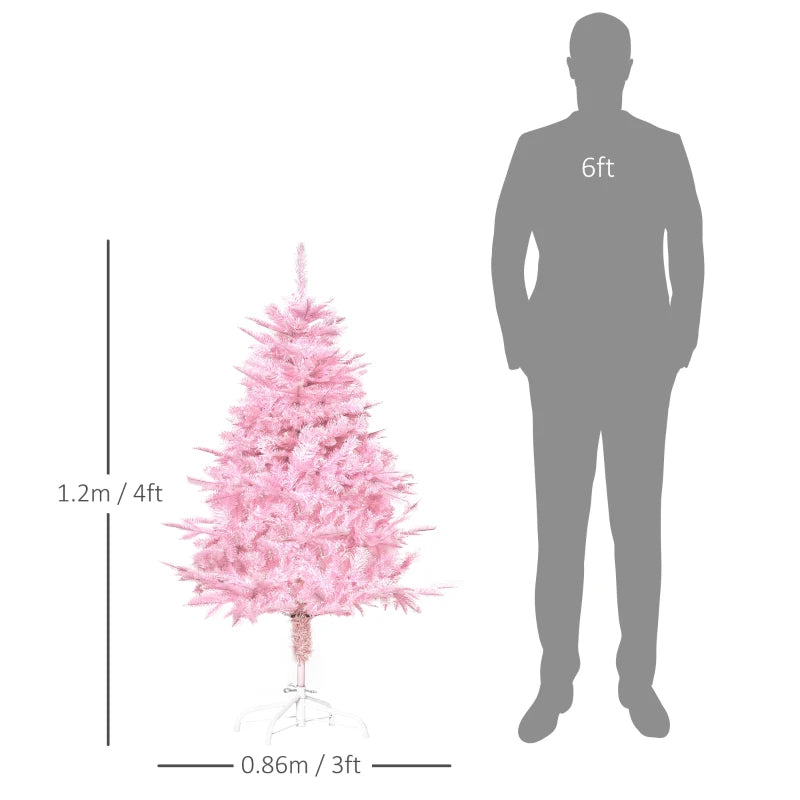 4FT Pink Artificial Christmas Tree with Automatic Open - Holiday Xmas Decoration