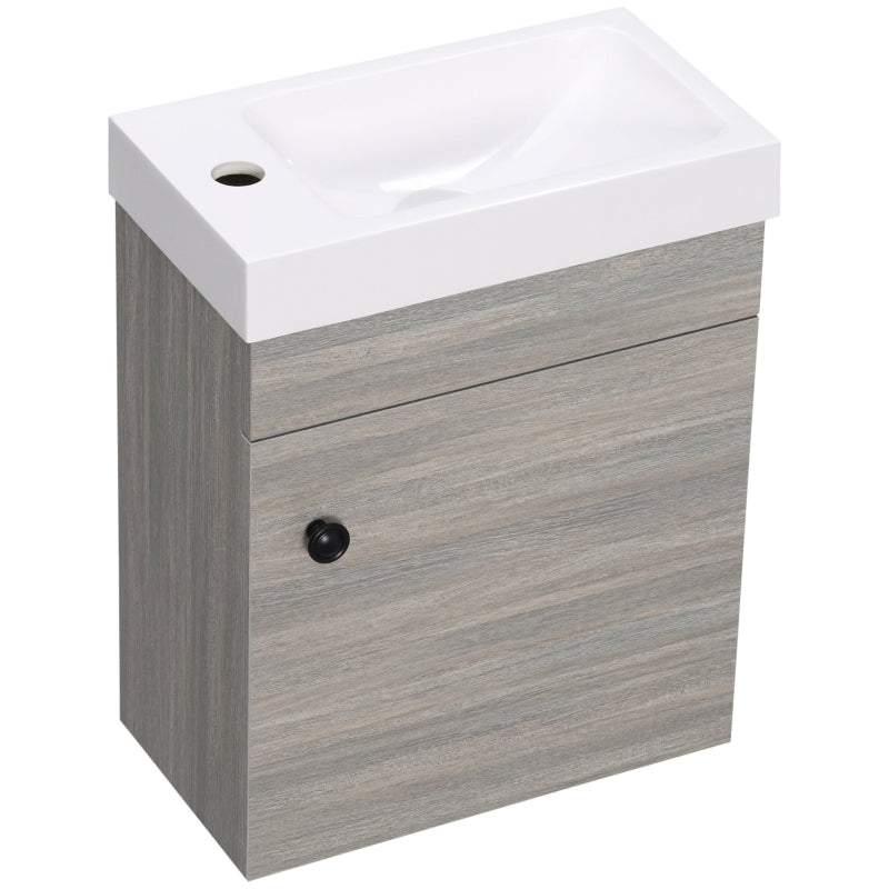 Grey Wall Mounted Bathroom Vanity with Basin and Storage