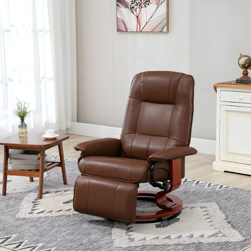 Brown Faux Leather Reclining Armchair with Footrest