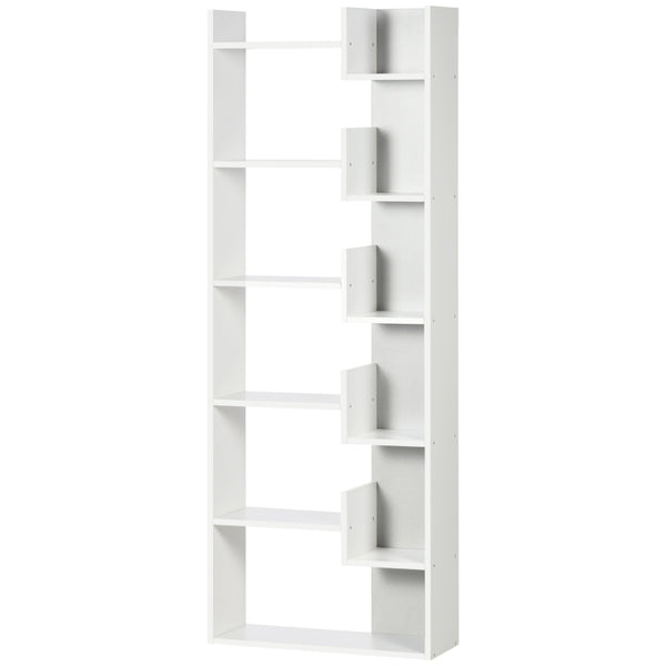 White 6-Tier Freestanding Bookshelf with 11 Open Shelves