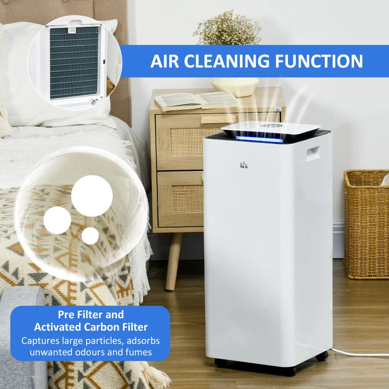 White Portable Dehumidifier with Air Purifier, 24H Timer, 5 Modes - 16L/Day
