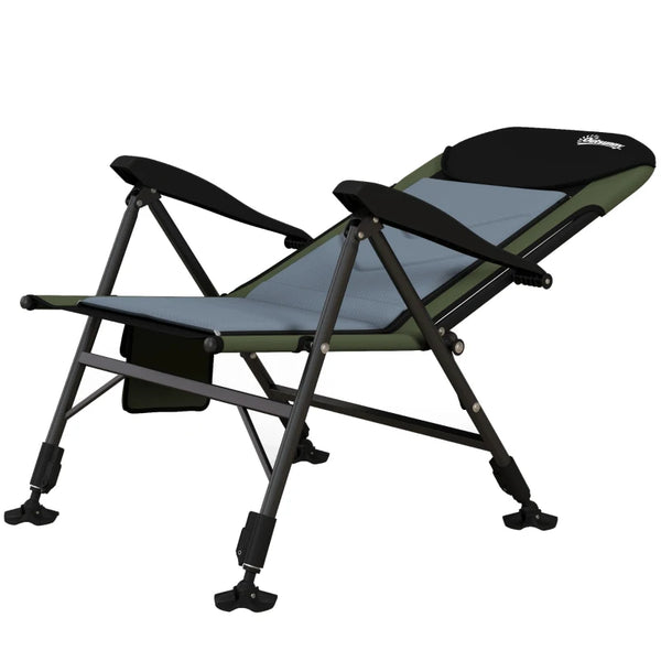Foldable Fishing Chair with Adjustable Legs - Green/Black