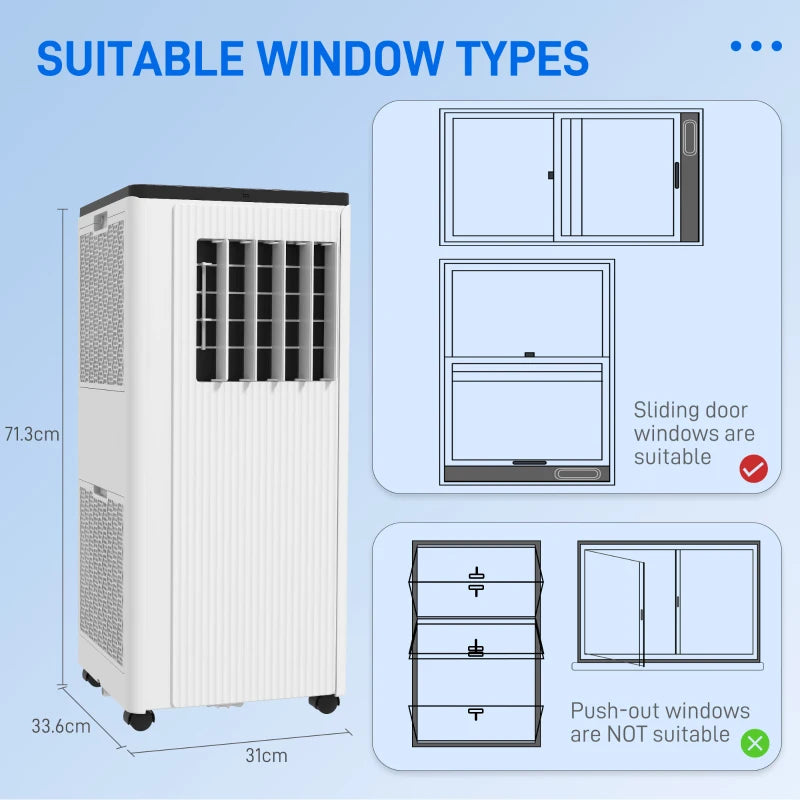 White 9,000 BTU App-Controlled Portable Air Conditioner - 20m² Coverage