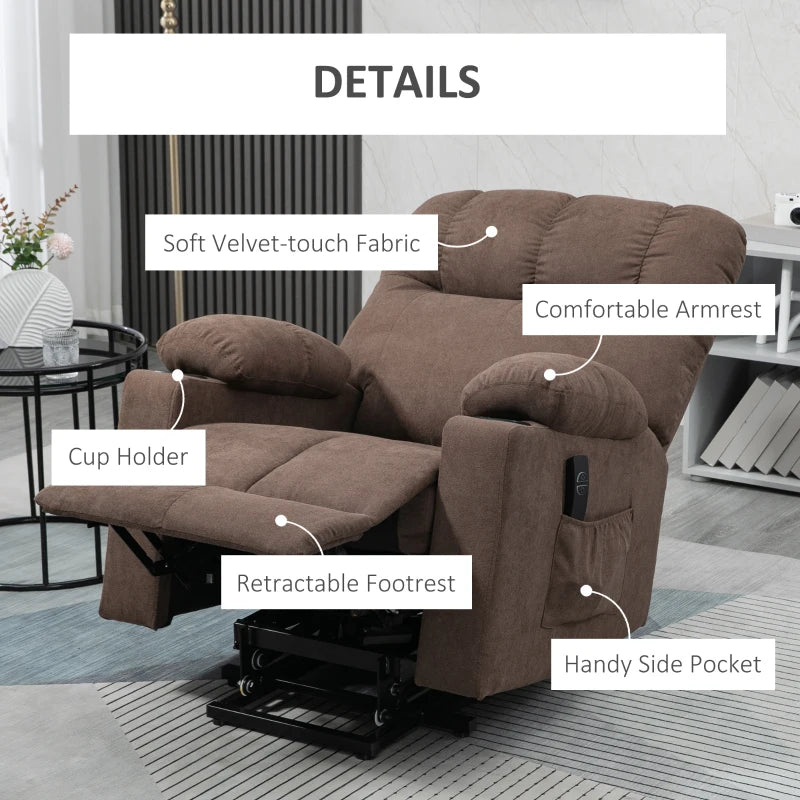 Dark Brown Electric Power Lift Recliner Chair for Elderly with Remote Control