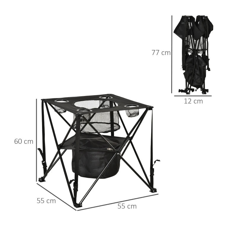 Portable Folding Camping Table with Cooler Pocket - Blue