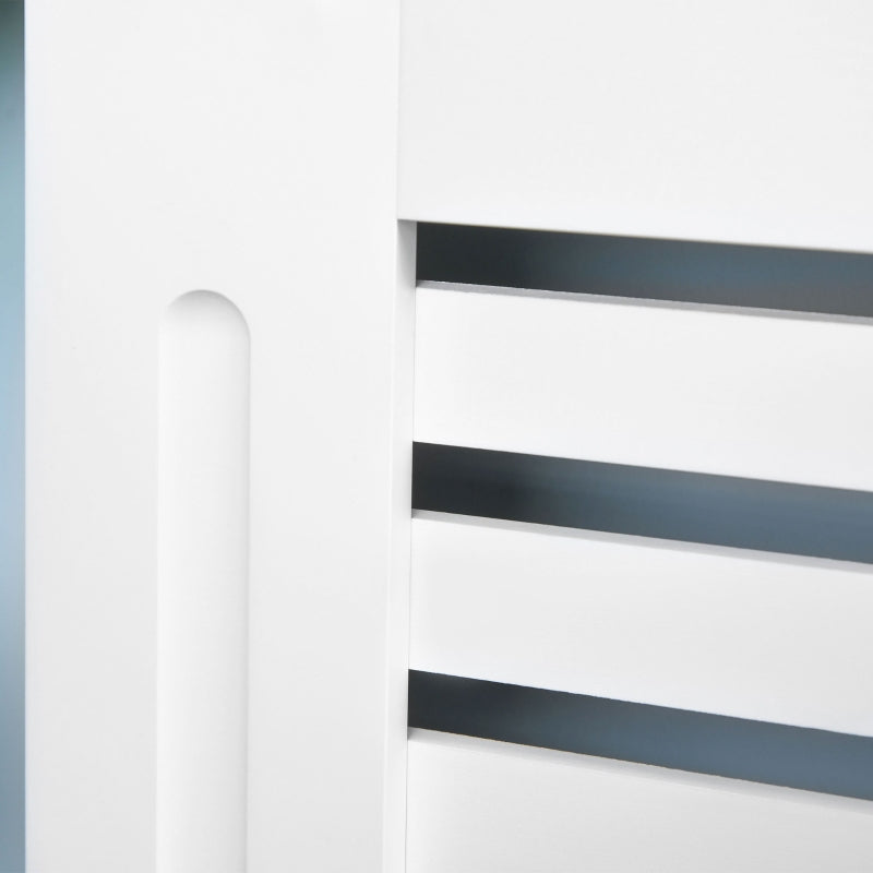 White Modern Radiator Cover with Horizontal Slats, 172 x 19 x 81 cm