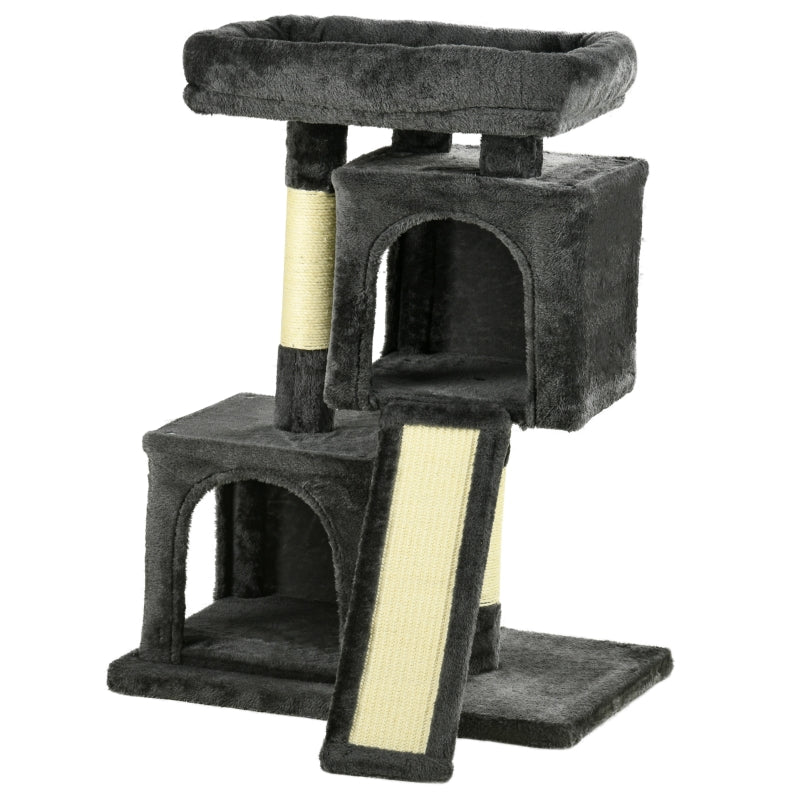 Black Cat Scratching Post Tower 83cm - Indoor Kitten Climbing Frame