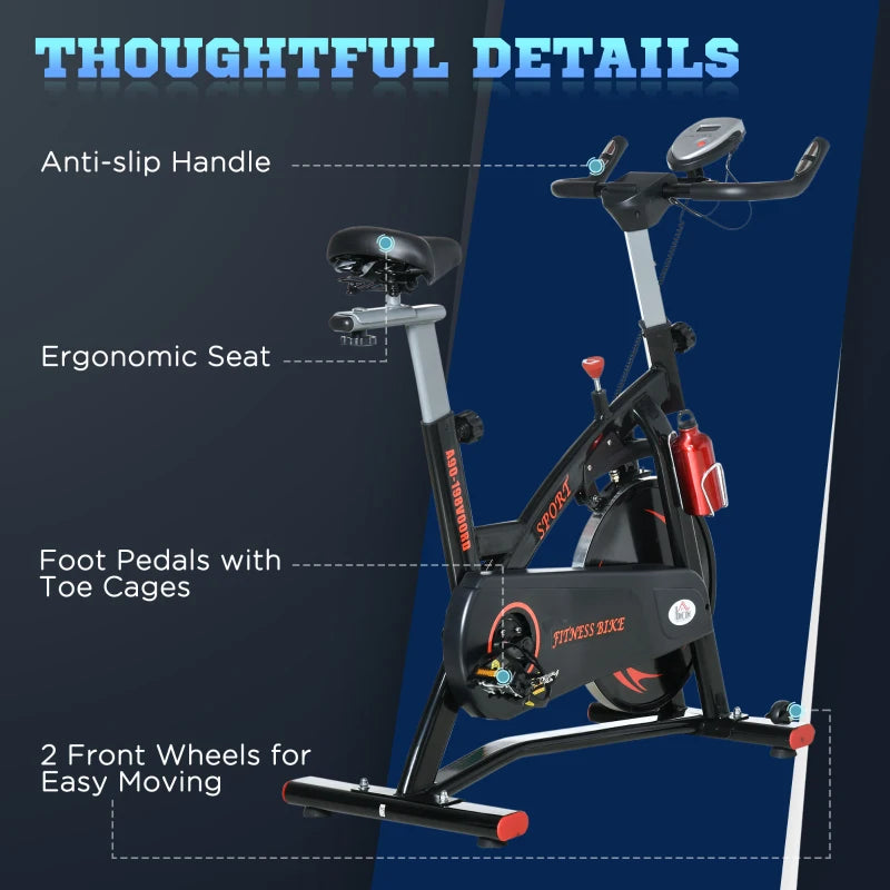 Red Stationary Exercise Bike with 10KG Flywheel & Phone Holder