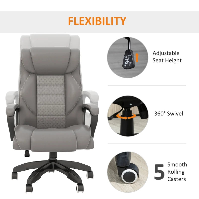 Grey High Back Executive Office Chair with Vibration Massage