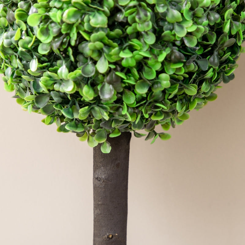 Set of 2 Green Artificial Boxwood Ball Trees in Pot for Home Decor, 20x20x60cm