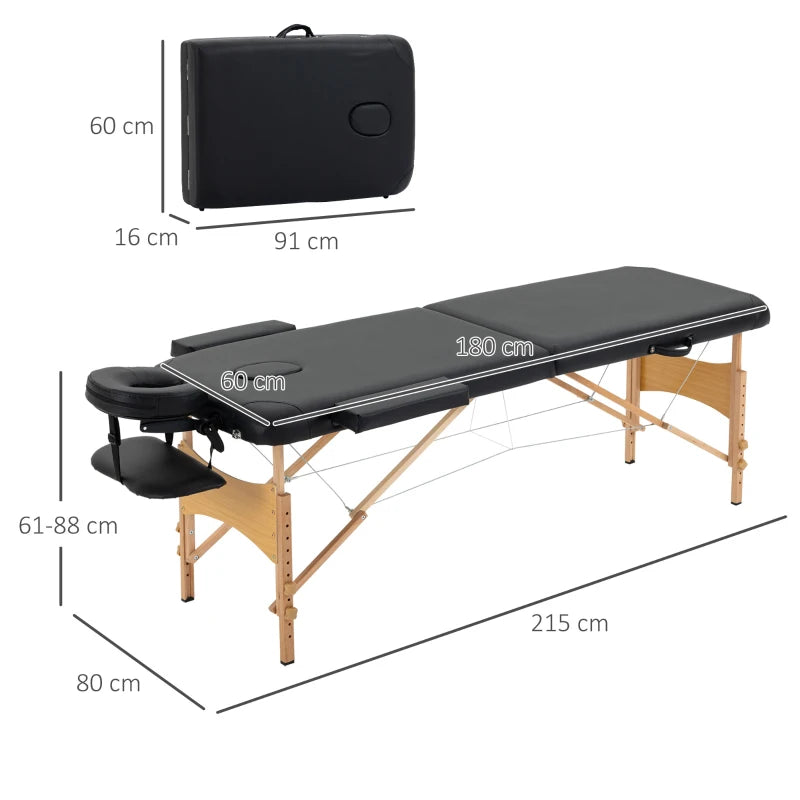 Black Portable Folding Massage Table with Carry Bag