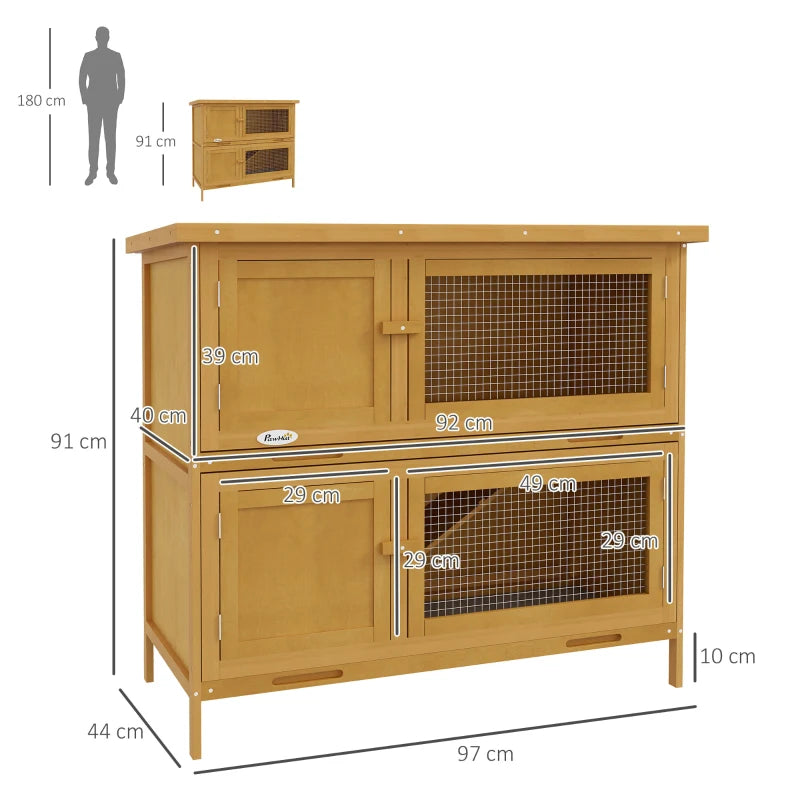 Yellow Double Decker Pet Cage with Sliding Tray, 100 x 47 x 91cm