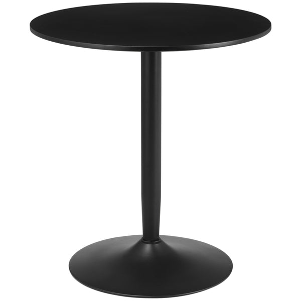 Black Small Round Dining Table with Steel Base - Compact Size for Kitchen