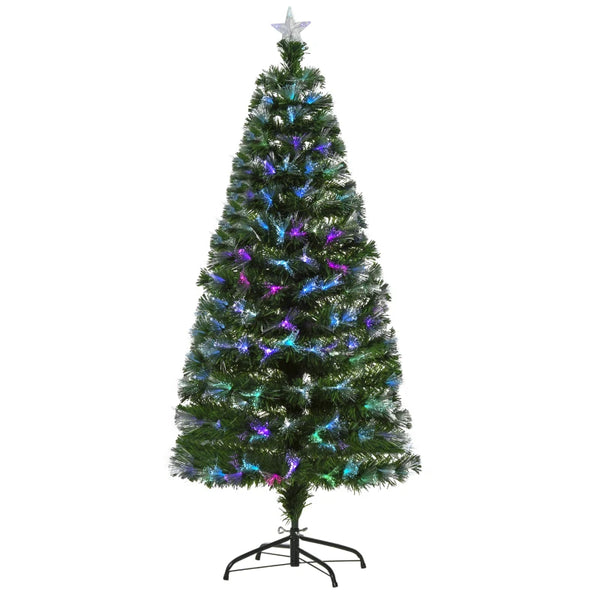5FT Multicoloured Fibre Optic Christmas Tree with Metal Stand