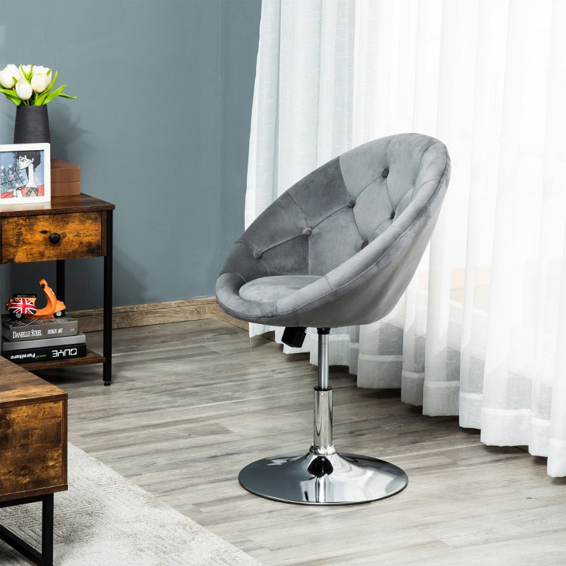 Grey Velvet Swivel Vanity Chair with Adjustable Height