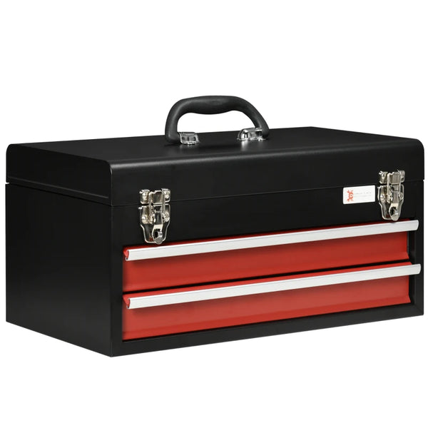 Black Metal 2-Drawer Lockable Tool Chest with Ball Bearing Runners