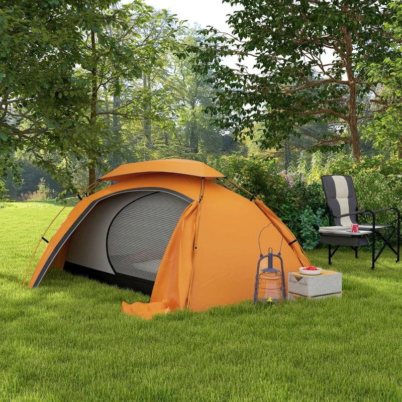 Orange Aluminium Frame Camping Dome Tent, 2000mm Waterproof, 1-2 Person