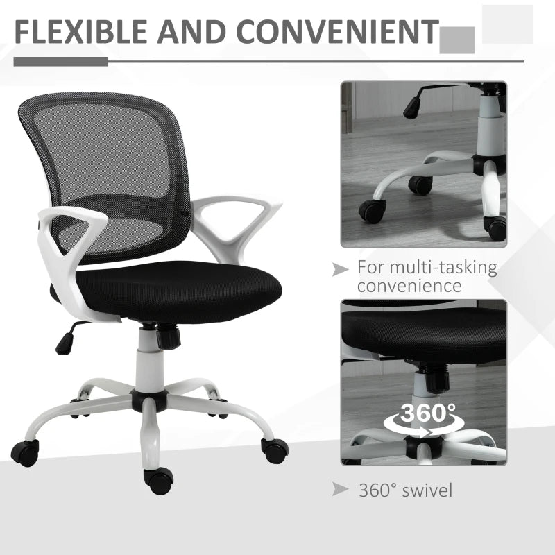 Black Mesh Office Chair with Lumbar Support & Adjustable Armrests