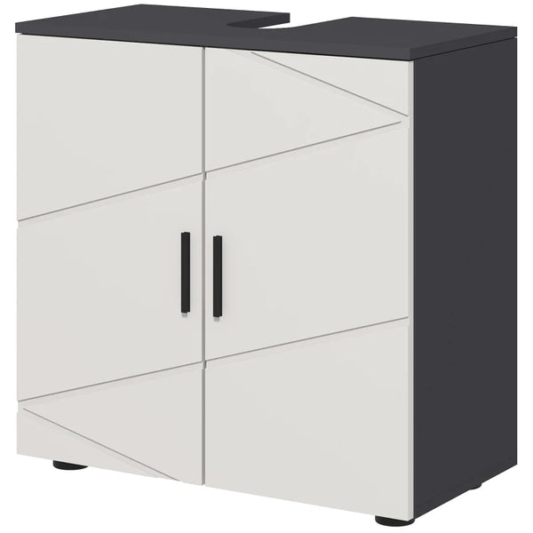 Light Grey Under Sink Bathroom Cabinet with Double Doors and Shelf