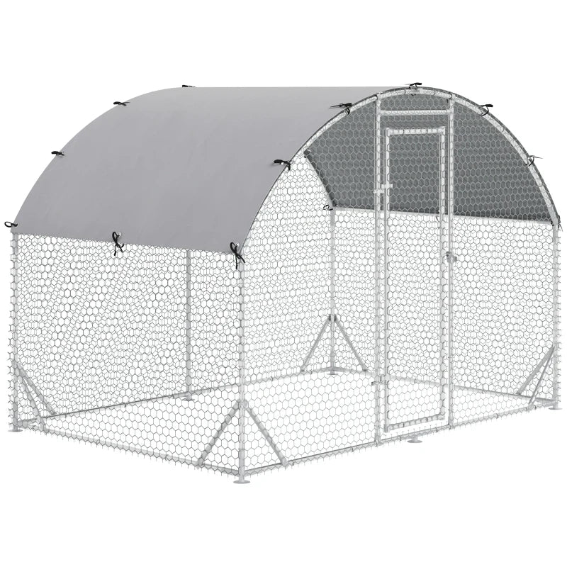 Galvanised Chicken Run with Water-Resistant Cover, 2.8 x 1.9 x 2m