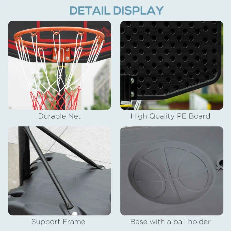 Black Portable Outdoor Basketball Hoop Stand - Adjustable Height 210-260 cm