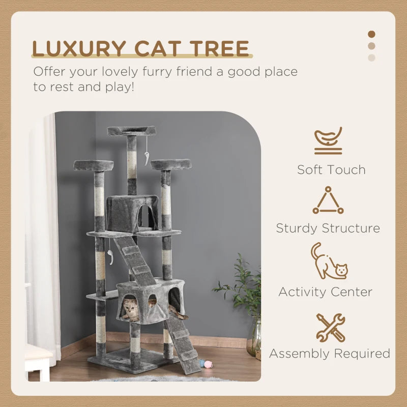 Grey Cat Tree Scratching Post