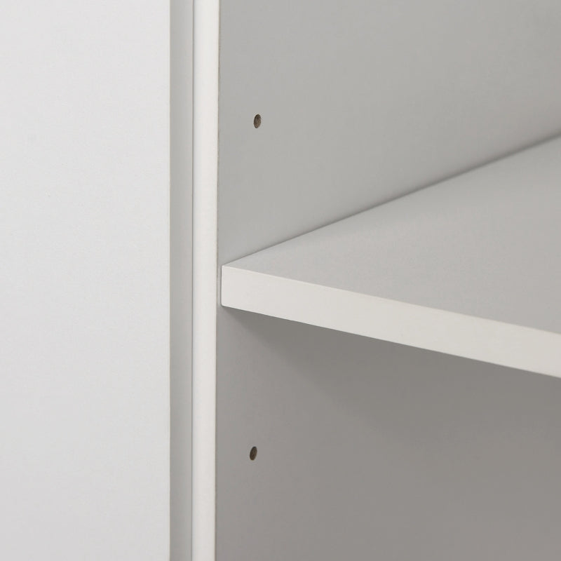 White Kitchen Storage Cabinet with Drawers and Shelves