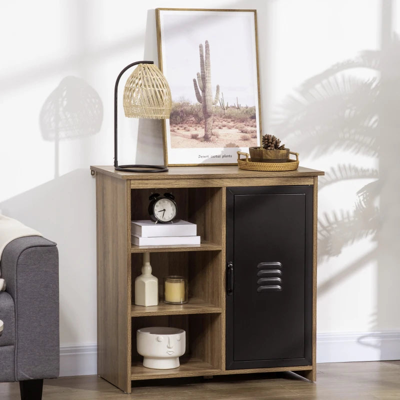 Brown Steel Door Storage Cabinet with 3 Shelves