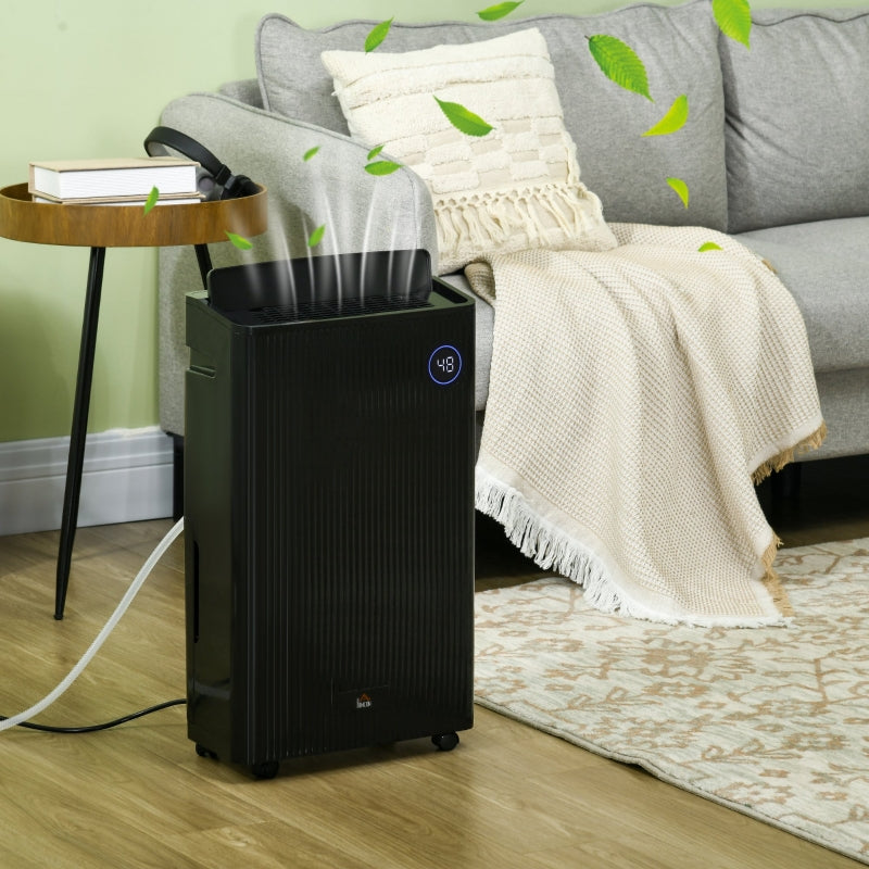 Black Portable Dehumidifier with Air Purifier, UVC, Ioniser, 24H Timer, 5 Modes - 16L/Day