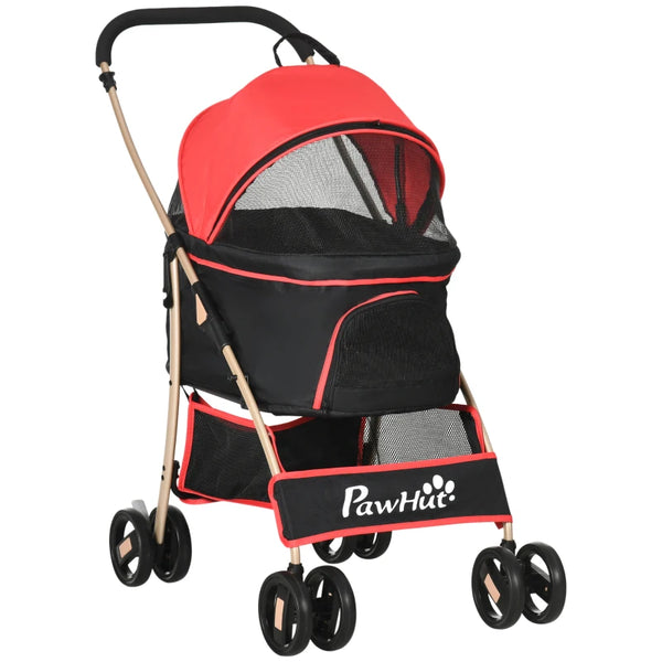 Red 3-in-1 Detachable Pet Stroller for Extra Small and Small Dogs