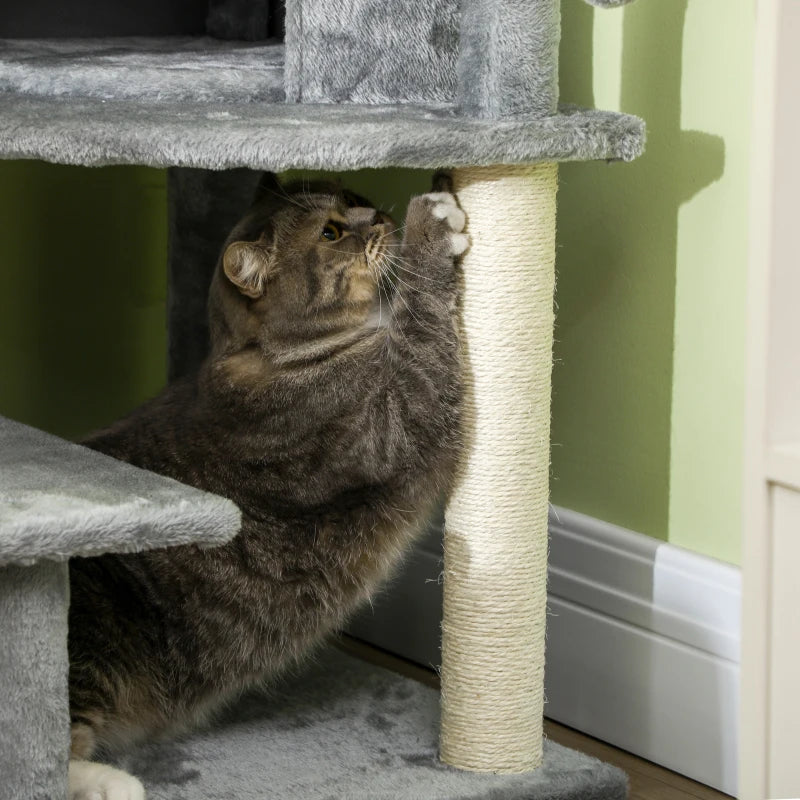 Grey 100cm Cat Tree Tower with Scratching Post