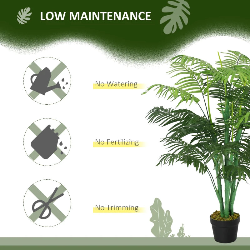 Green Artificial Palm Tree Duo in Pot, 125cm - Indoor Outdoor Decor