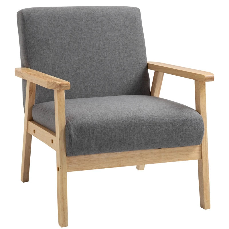 Modern Grey Padded Accent Chair with Wooden Frame