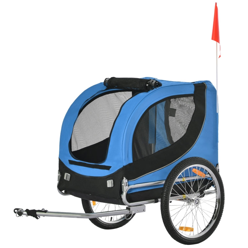 Steel Dog Bike Trailer Pet Carrier for Bicycle - Black/Blue