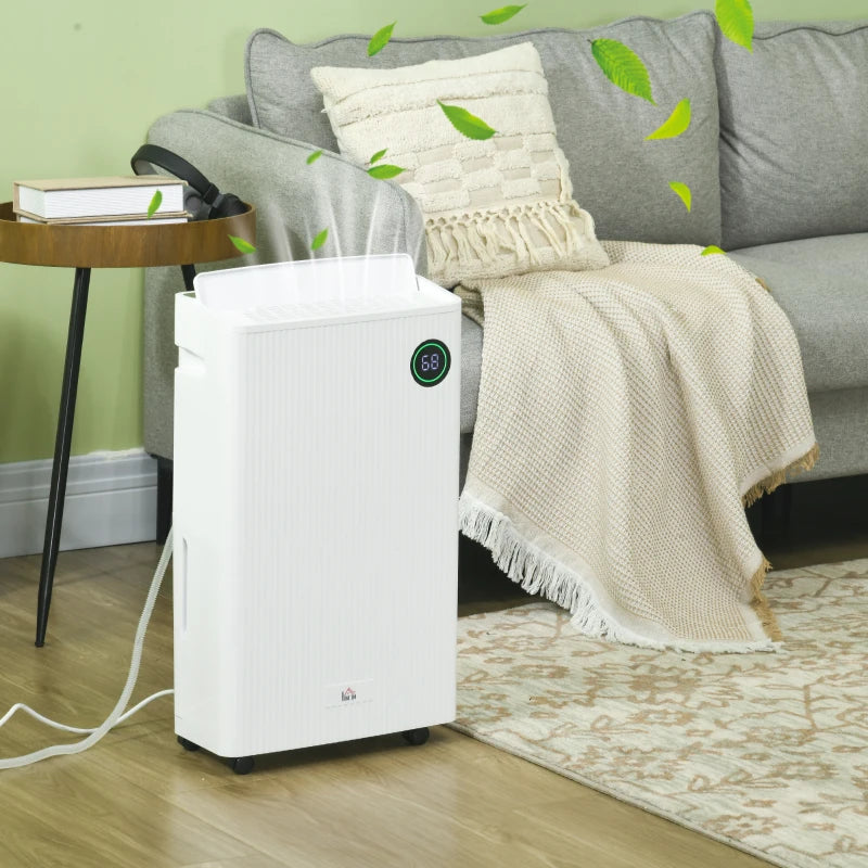 White Portable Dehumidifier with Air Purifier, UVC, Ioniser, 24H Timer, 5 Modes - 16L/Day