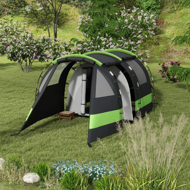 4-Person Black Two-Room Camping Tent with Blackout Feature