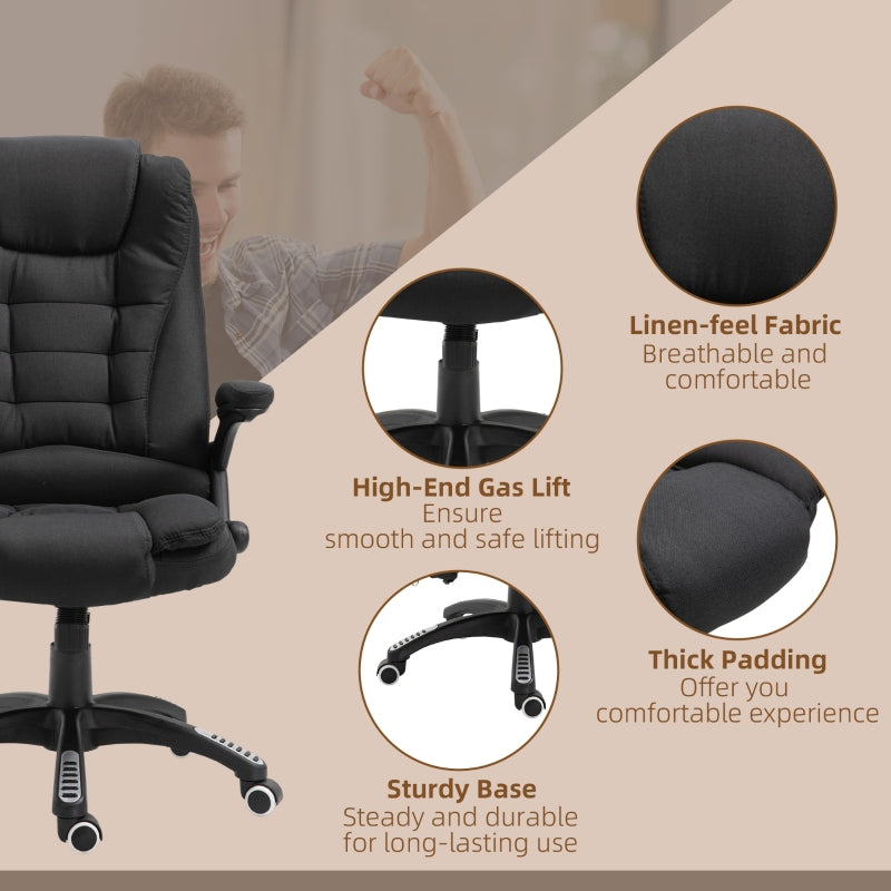 Black Heated Massage Recliner Chair with 6 Massage Points