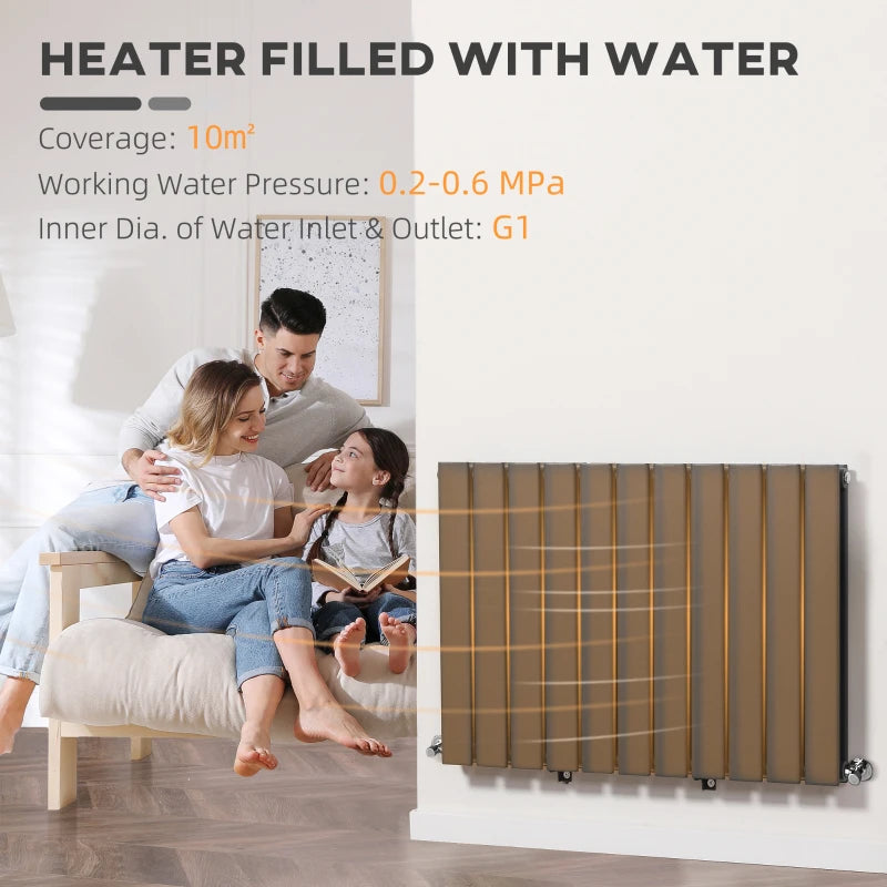 Grey 84 x 60cm Water-Filled Space Heater for Home - Quick Warm-Up Radiator