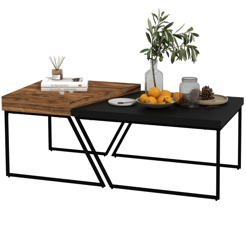 Rustic Brown Industrial Nesting Coffee Table Set