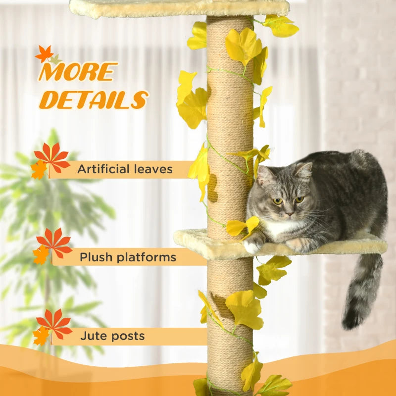 Yellow Adjustable Cat Tree with Perches and Anti-Slip Kit