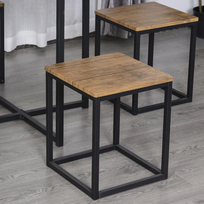 Brown Industrial Dining Set with Square Table and Chairs