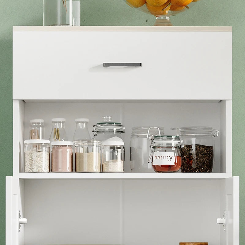 Nordic White Kitchen Storage Cabinet with Drawer and Doors