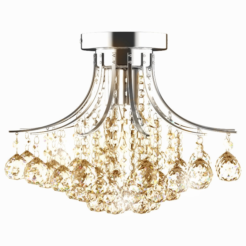 Crystal Ceiling Chandelier - Modern Silver