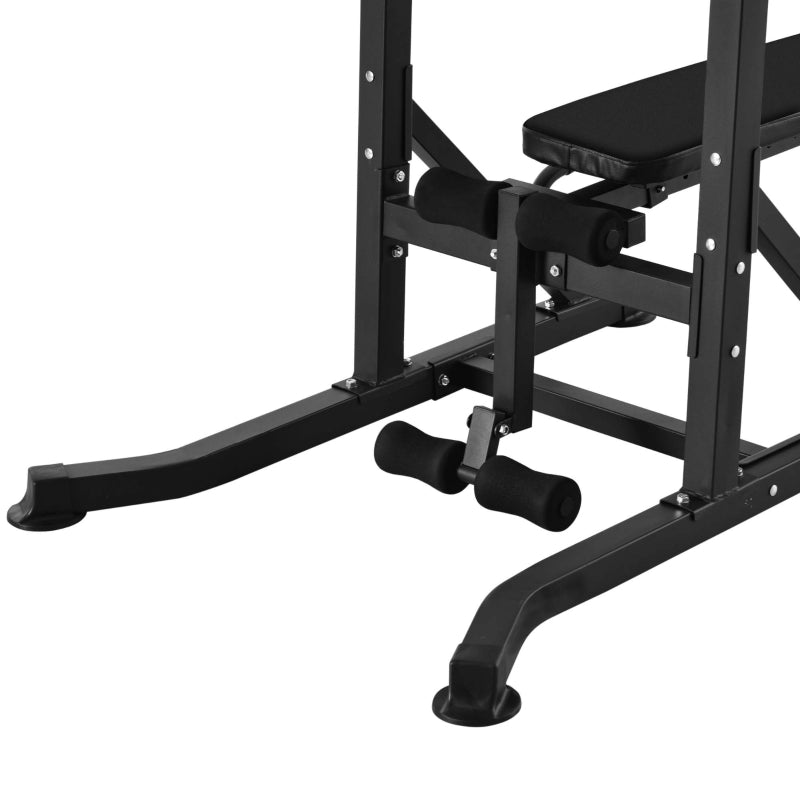 Adjustable Weight Bench with Pull Up Bar and Dip Station - Black