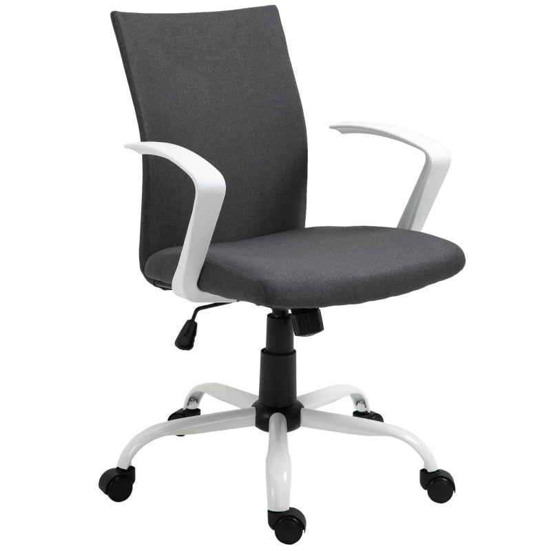 Dark Grey Swivel Task Chair with Armrests and Adjustable Height