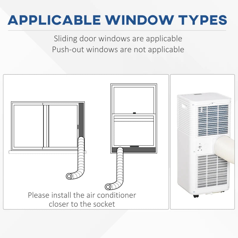 Portable 9000 BTU Air Conditioner - White, Dehumidifier, Fan, Remote, Timer, Window Kit - A Energy Efficiency