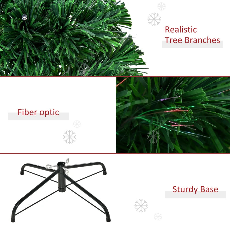 4FT Pre-Lit Fibre Optic Christmas Tree with Tree Topper - Multi-Colour