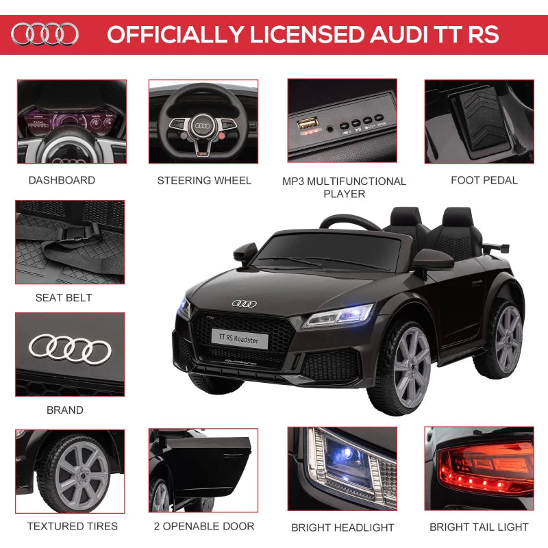 Black Audi TT Kids Ride-On Car with Remote Control and MP3 Player