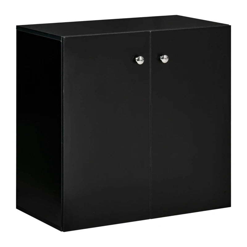 Black Wooden Freestanding Storage Cabinet with Two Shelves