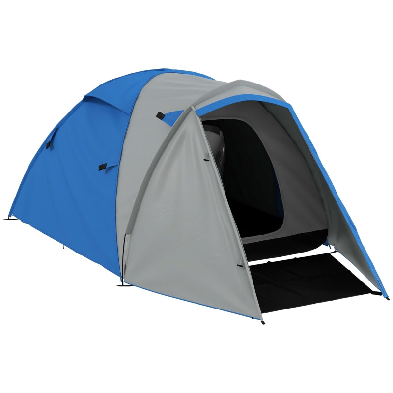 Blue/Grey 2-Person Dome Tent with Front Porch and Accessories